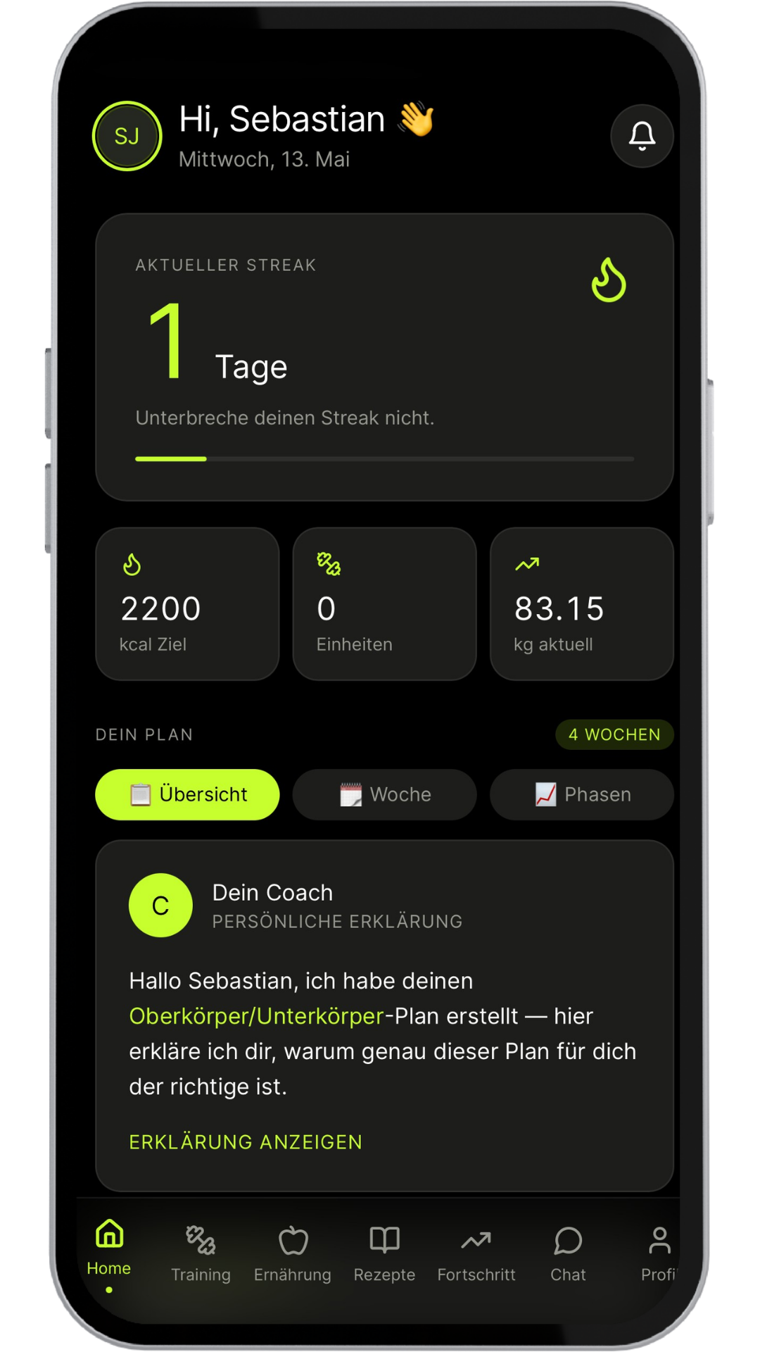 ProgressX Dashboard App Screen
